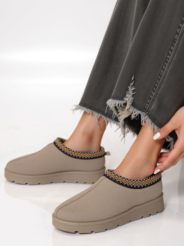 Beige Snug Mule Slippers