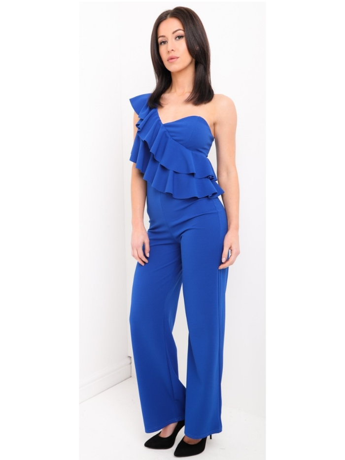 Royal blue one shoulder jumpsuit sales