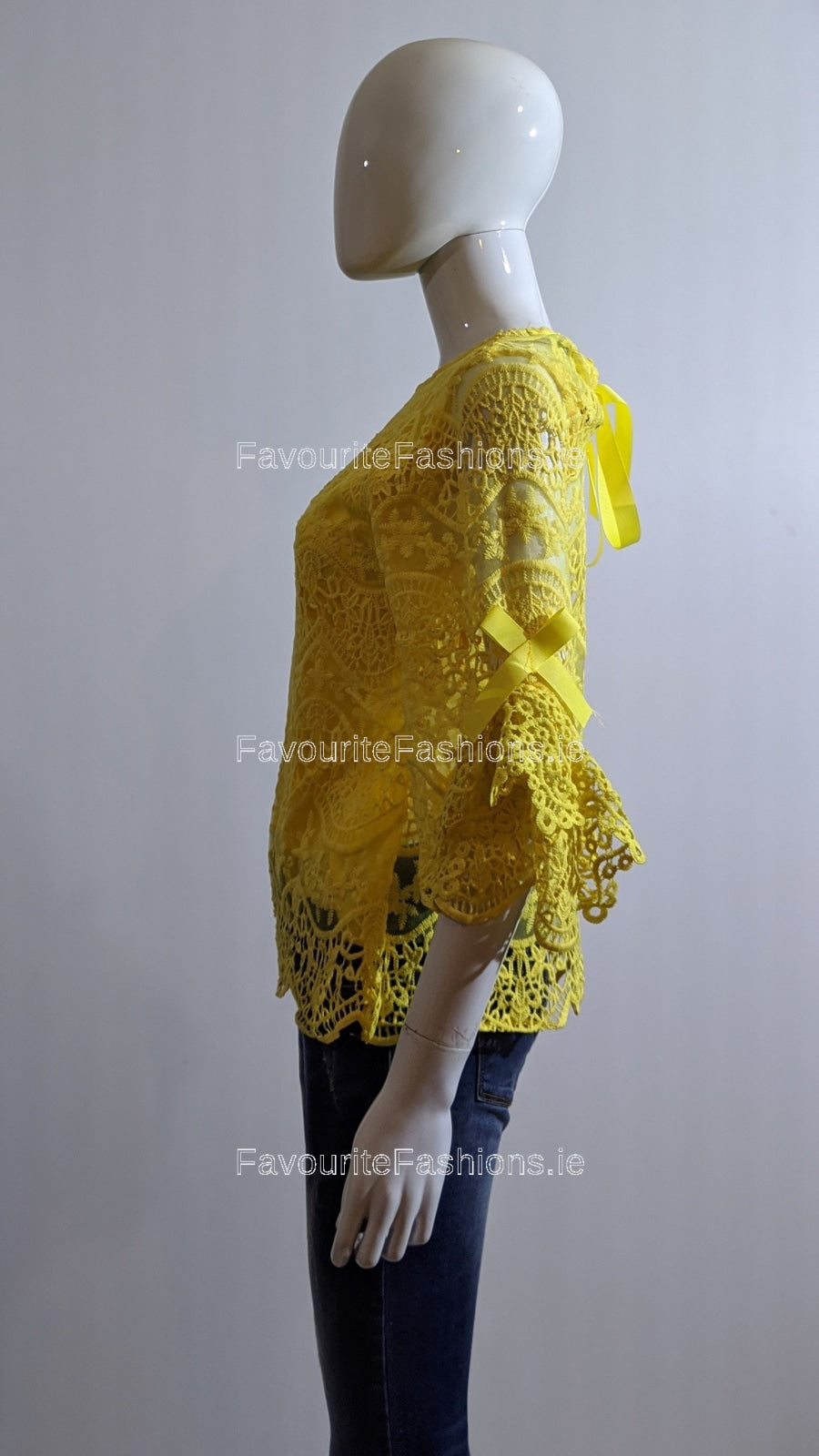Yellow lace blouse cheap
