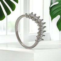 Silver Stainless Steel Marquise CZ Ring - Delicate & Sparkly