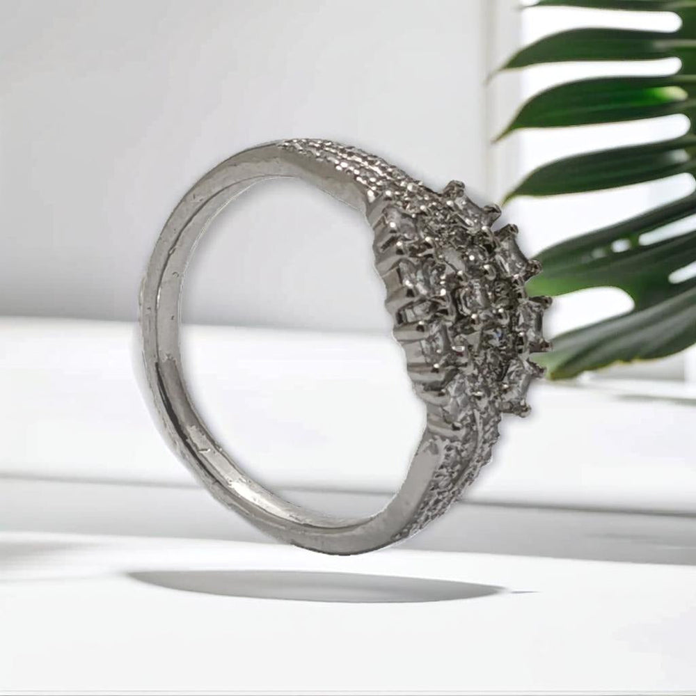 Silver Stainless Steel Cubic Zirconia Ring
