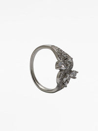 Silver Stainless Steel Crystal Butterfly Ring - Elegant Women's Jewelry