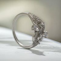 Silver Stainless Steel Crystal Butterfly Ring - Elegant Women's Jewelry