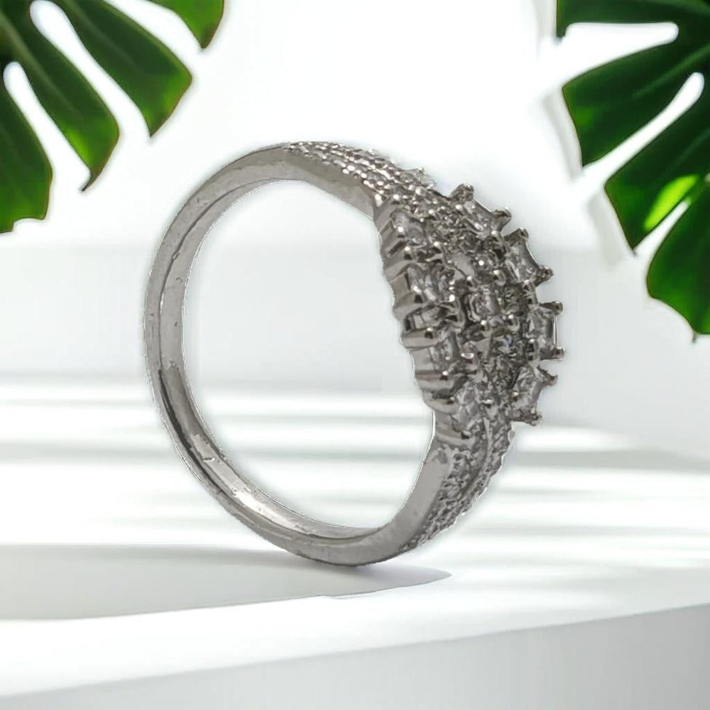 Silver Stainless Steel Cluster Ring
