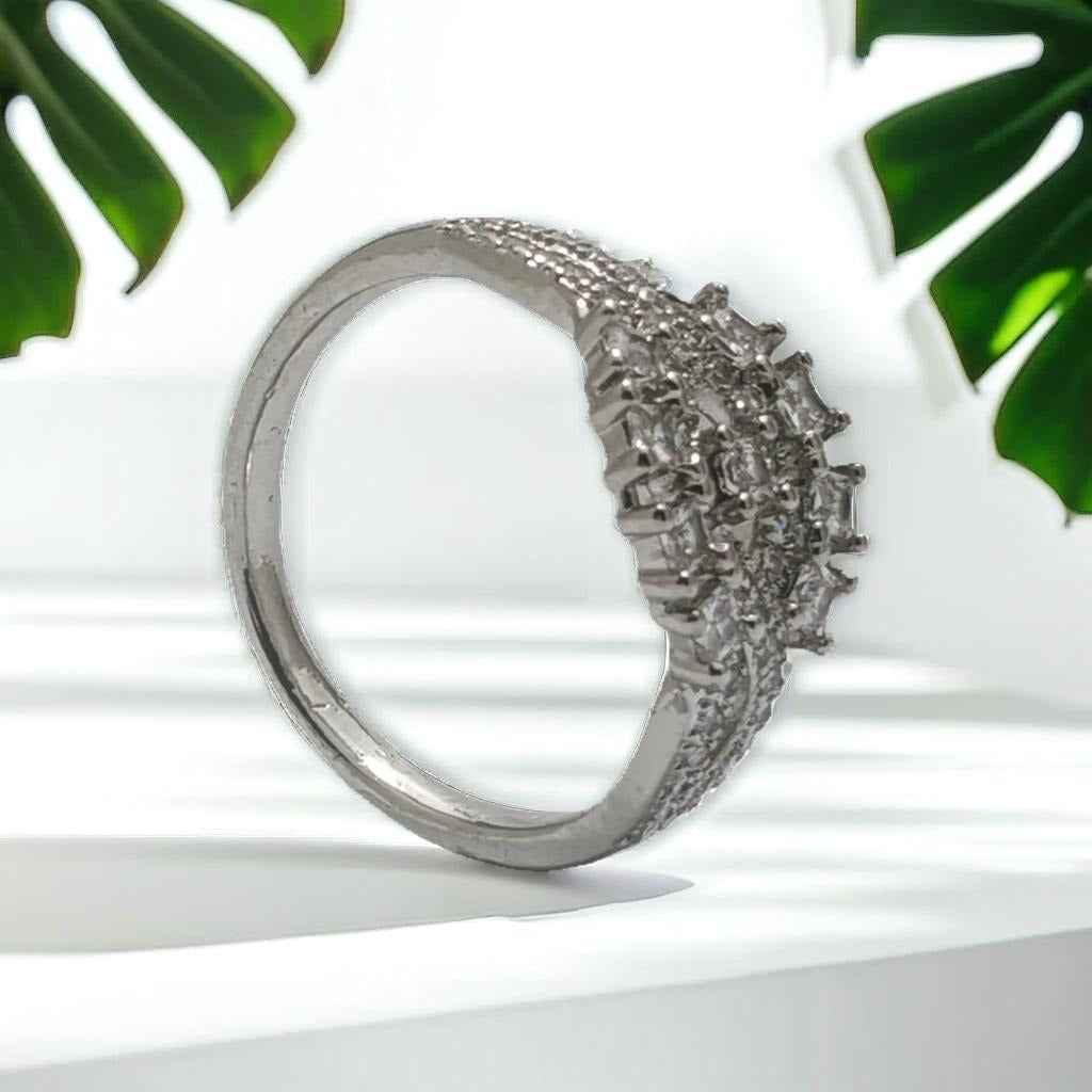 Silver Stainless Steel Cluster Ring