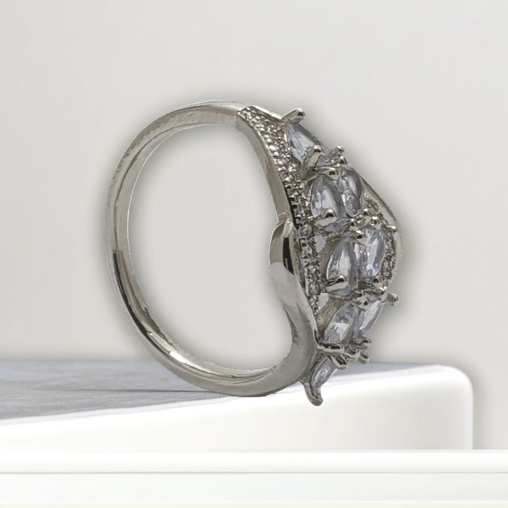Elegant Silver Stainless Steel Gemstone Ring