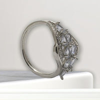 Elegant Silver Stainless Steel Gemstone Ring
