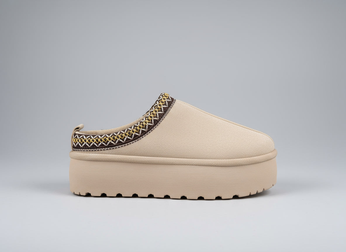 Beige Chunky Fur Lined Platform Boots