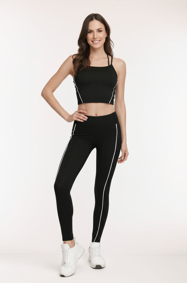 Black Activewear Crop Top & Leggings Gym Set
