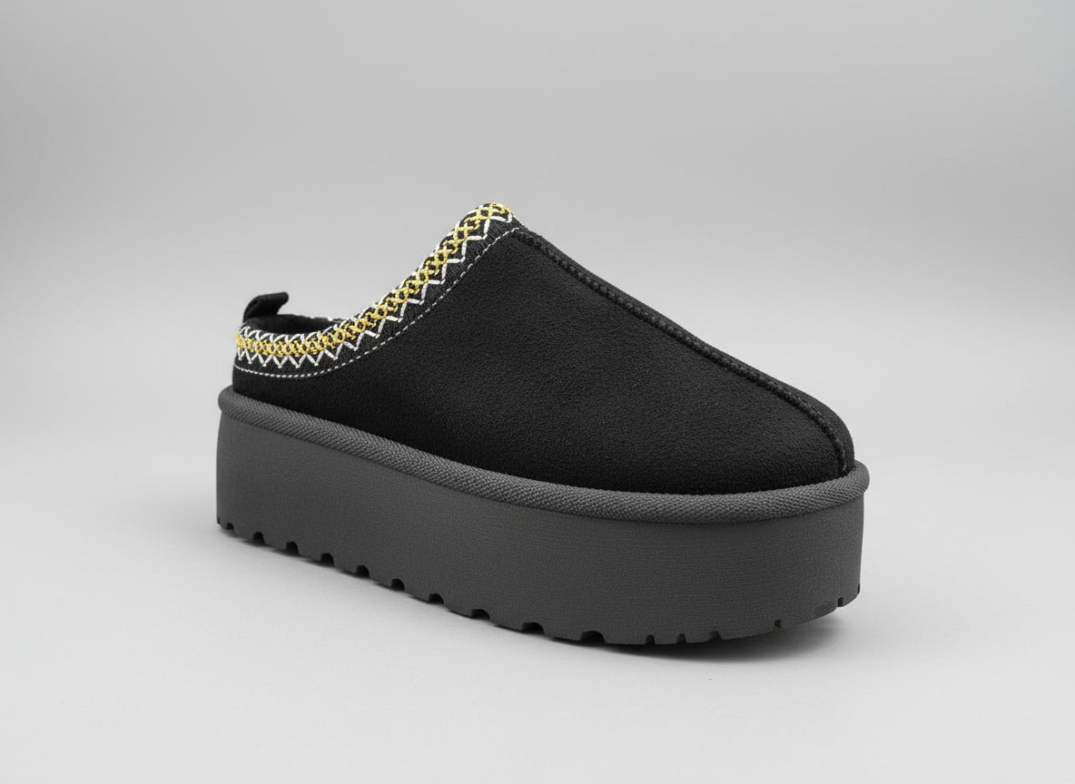 Black Chunky Fur Lined Platform Boots