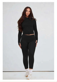 Black Contour Sculpt Leggings and Sports Jacket Gym Co-Ord