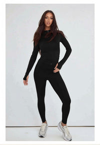 Black Contour Sculpt Leggings and Sports Jacket Gym Co-Ord