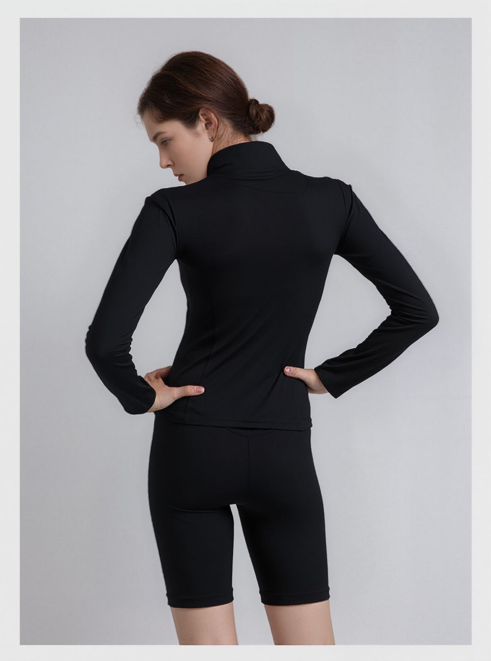 Black Zip Up Jacket & Shorts Contour Sculpt Gym Set