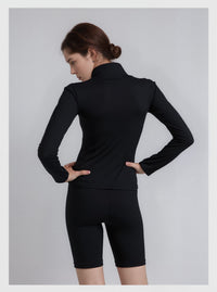 Black Zip Up Jacket & Shorts Contour Sculpt Gym Set