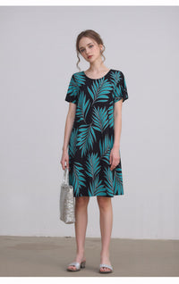 Floral Print A-Line Mini Dress with Short Sleeves Casual Loose Fit Summer Day Dress