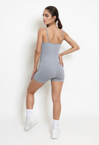 Grey Sculpting Ribbed Padded Unitard