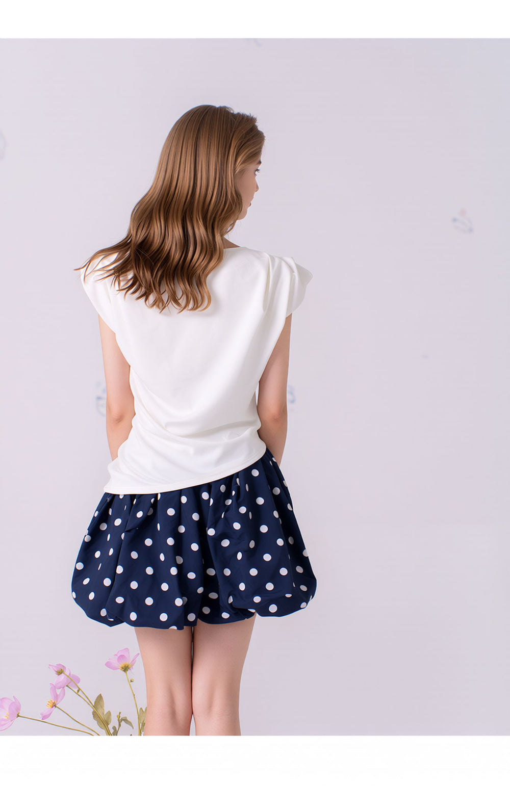 Navy Polka Dot Bubble Skort Shorts