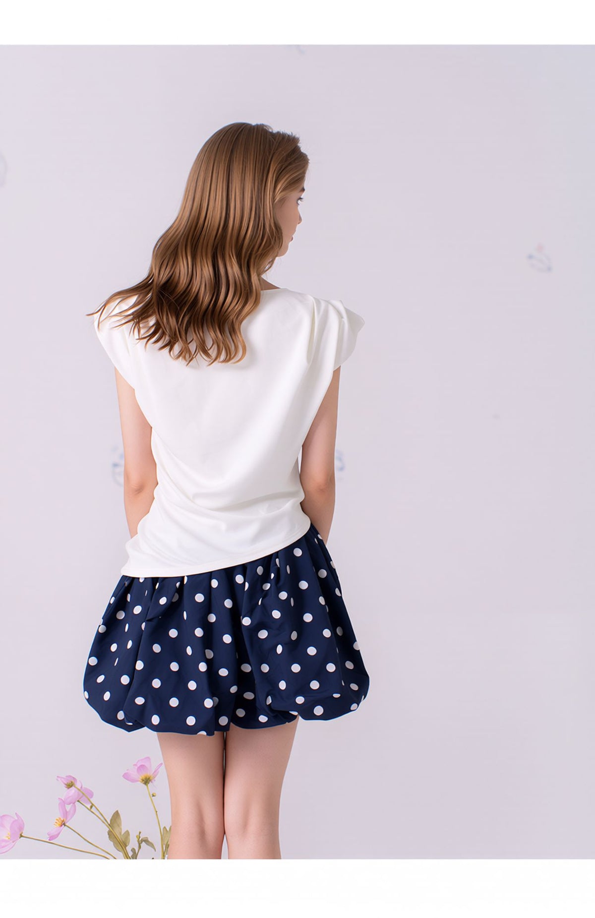 Navy Polka Dot Bubble Skort Shorts