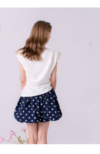 Navy Polka Dot Bubble Skort Shorts