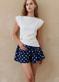 Navy Polka Dot Bubble Skort Shorts