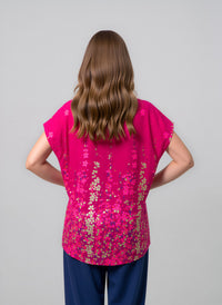 Pink Floral Print Oversized Blouse Lightweight Casual Summer Cotton Rich Top
