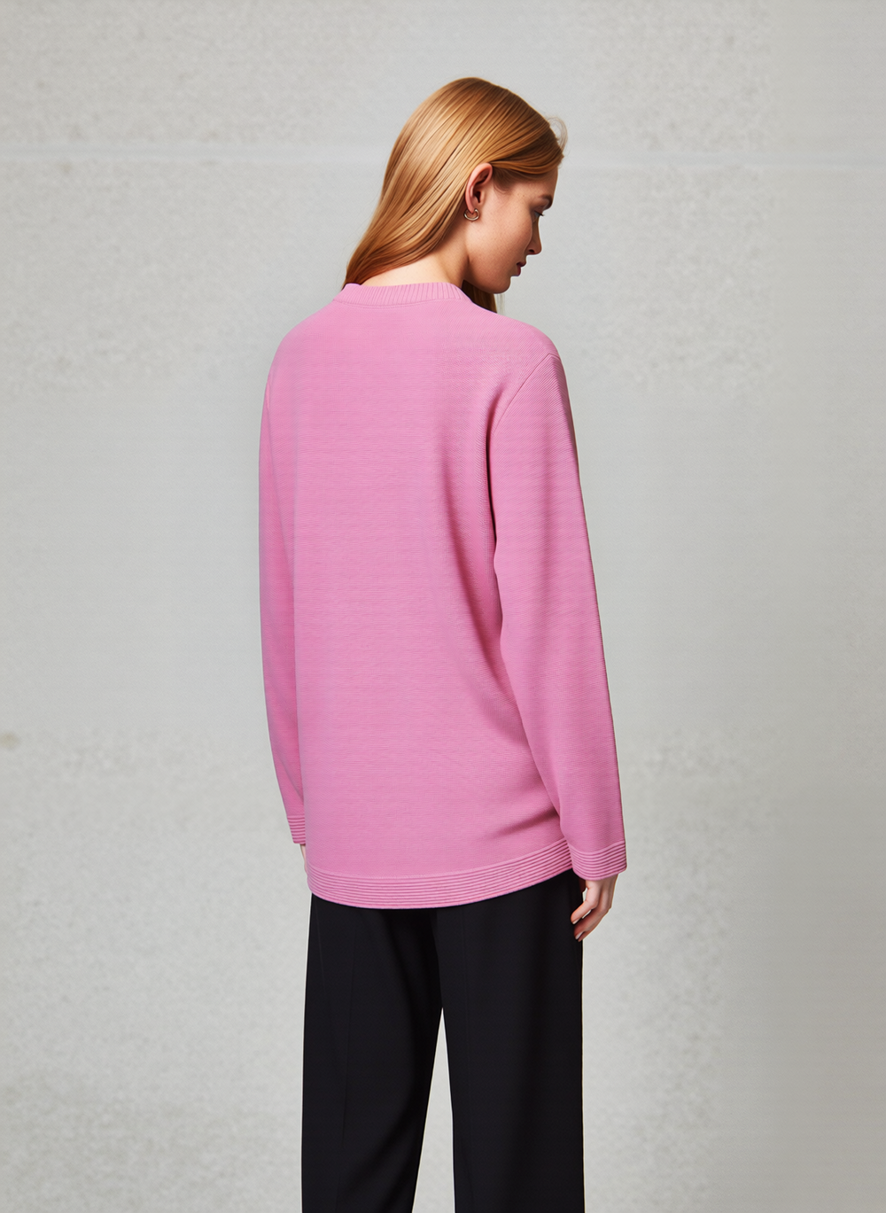 Pink Round Neck Button Pocket Cardigan