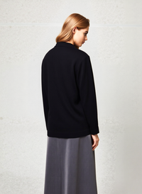 Black V-Neck Button Two Pocket Cardigan