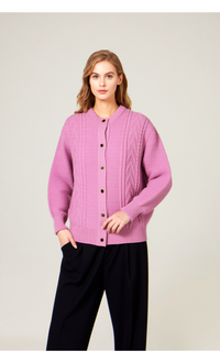 Pink Button Up Design Cardigan