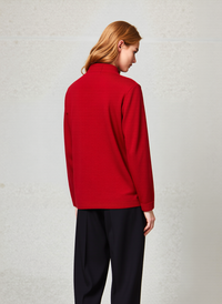 Red V-Neck Button Pocket Cardigan