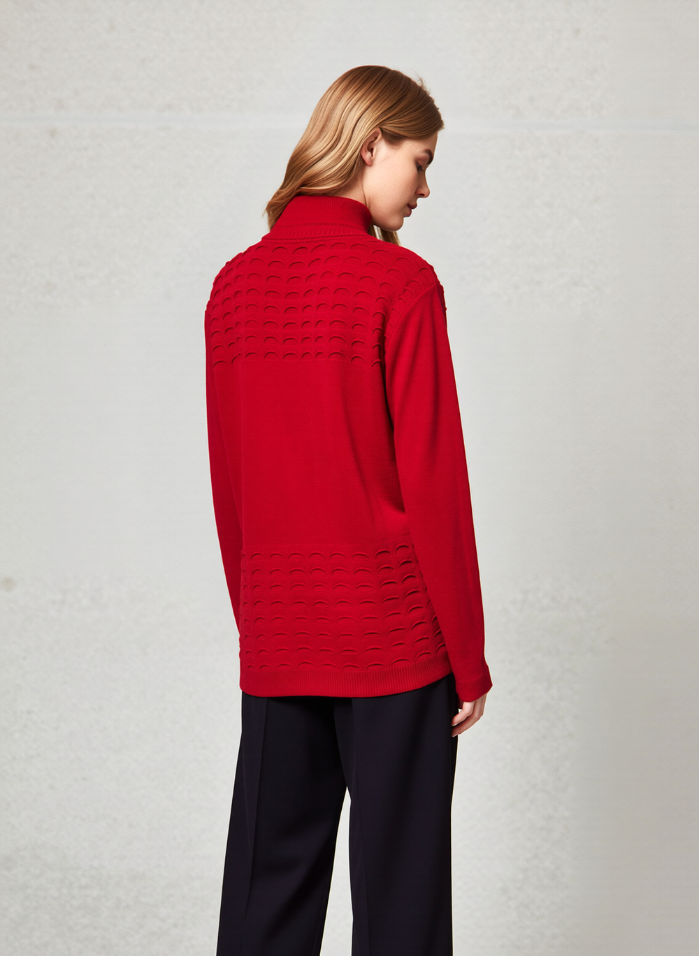 Red Scallop Edge to Edge Open Cardigan