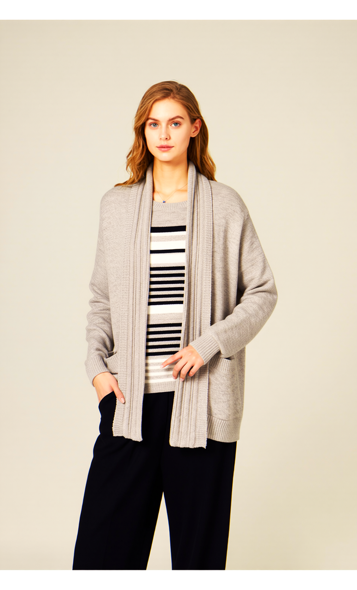 Beige Stripe Twinset Jumper