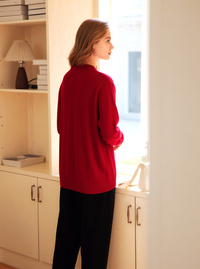 Red Round Neck Diamond Design Jumper