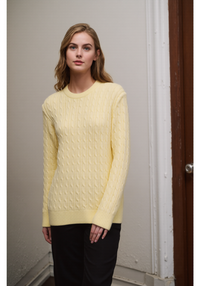 Yellow Round Neck Cable Knit Jumper