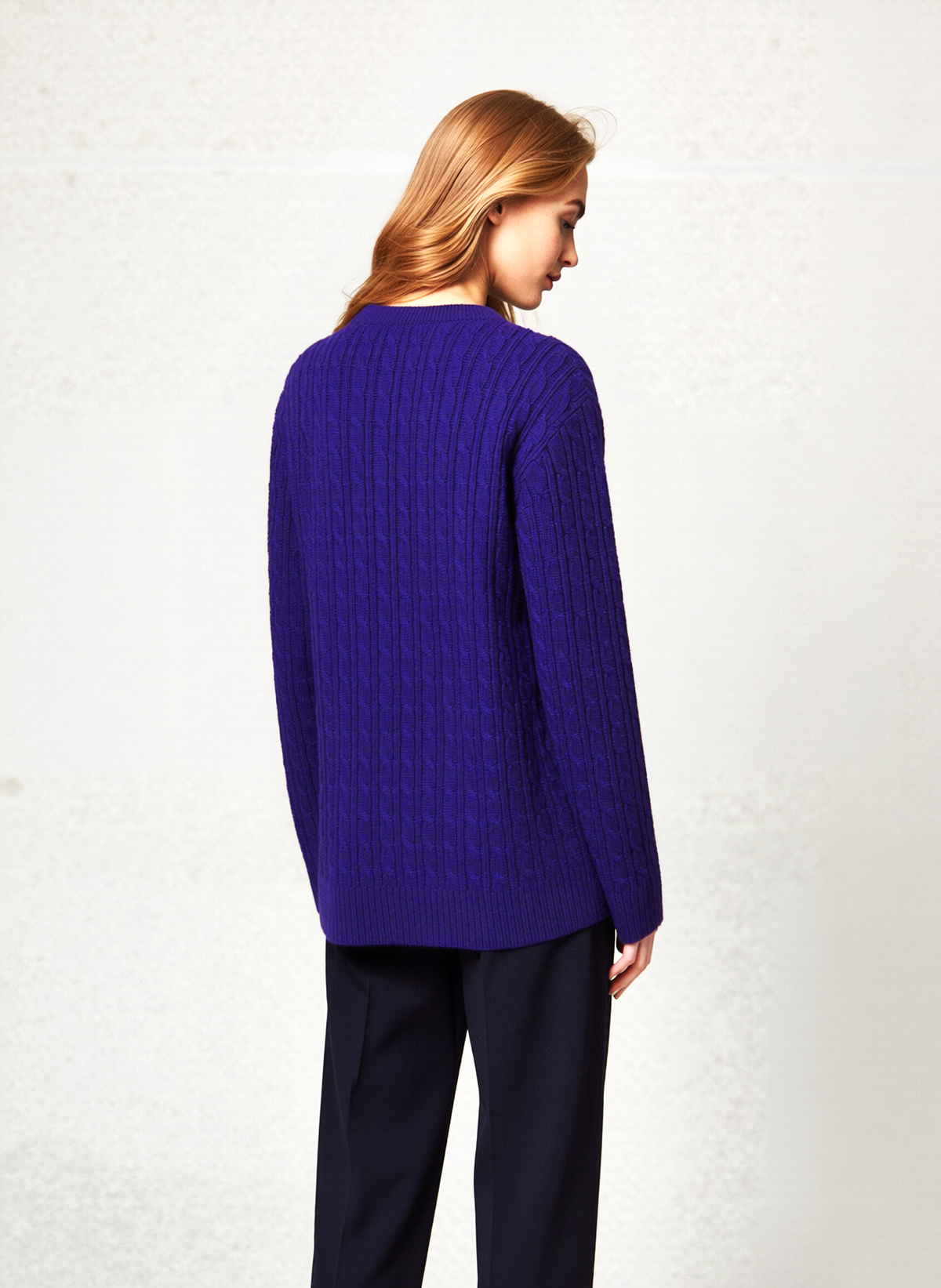 Purple Round Neck Cable Knit Jumper