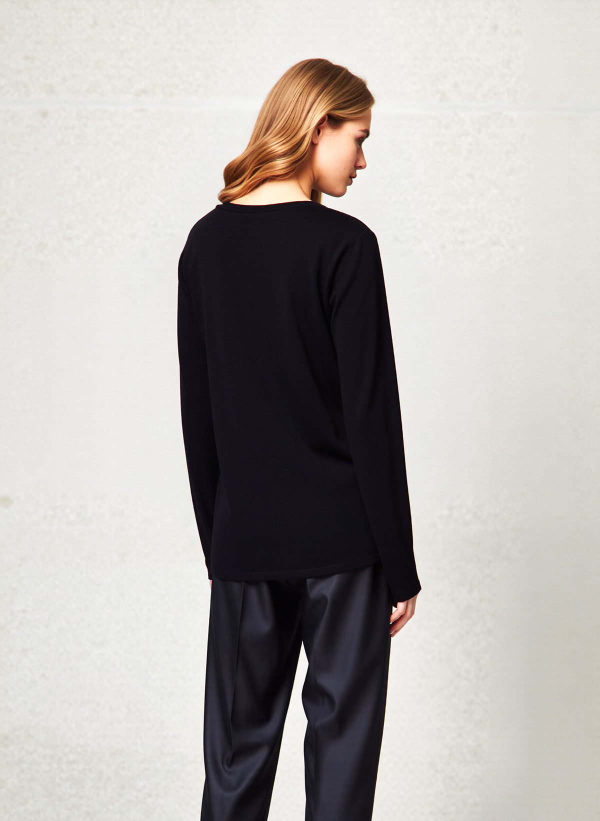 Black Pattern Design Knit Jumper