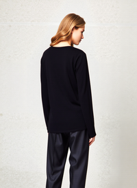 Black Pattern Design Knit Jumper