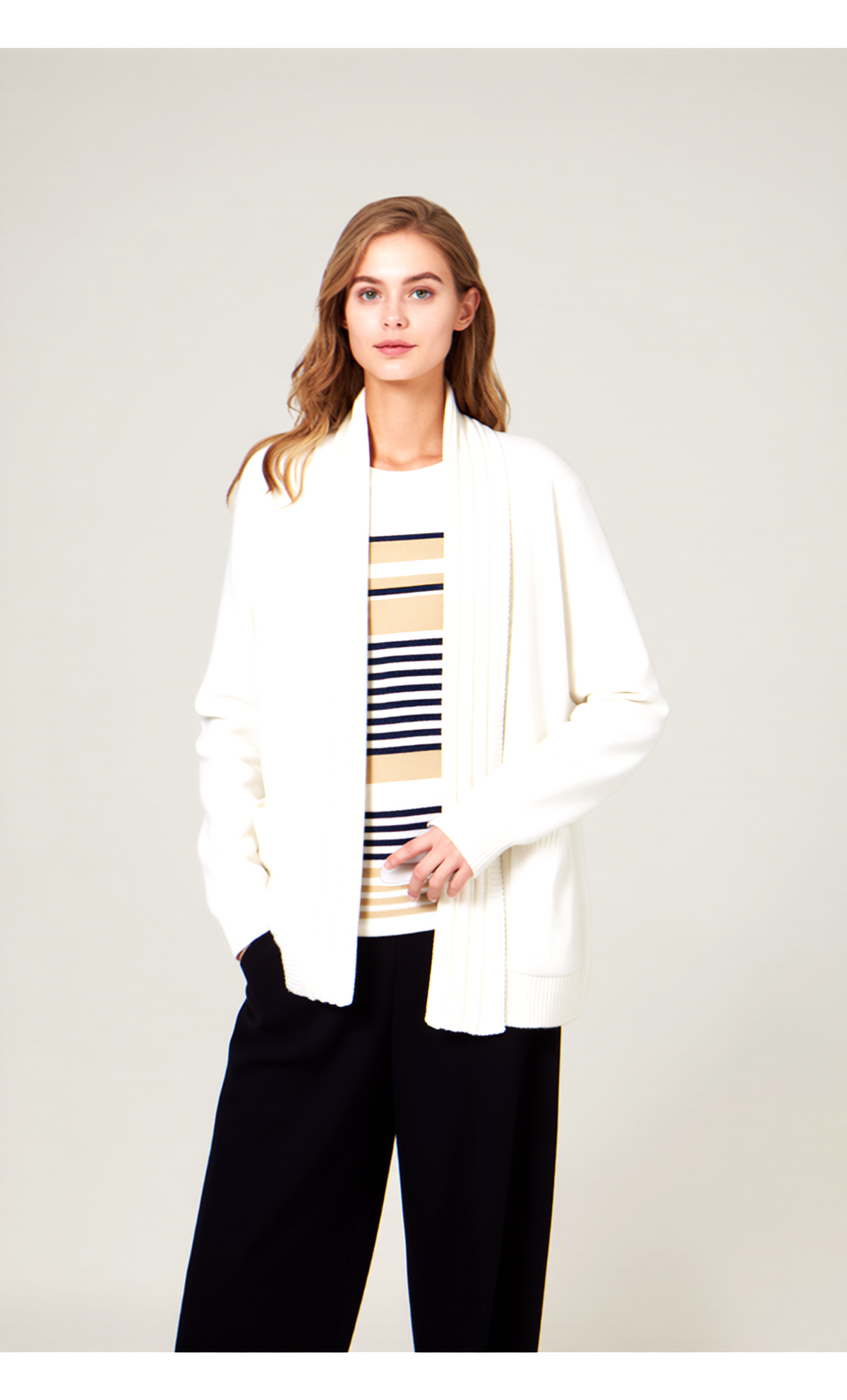White Stripe Twinset Jumper