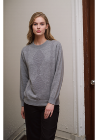 Grey Round Neck Diamond Design Jumper