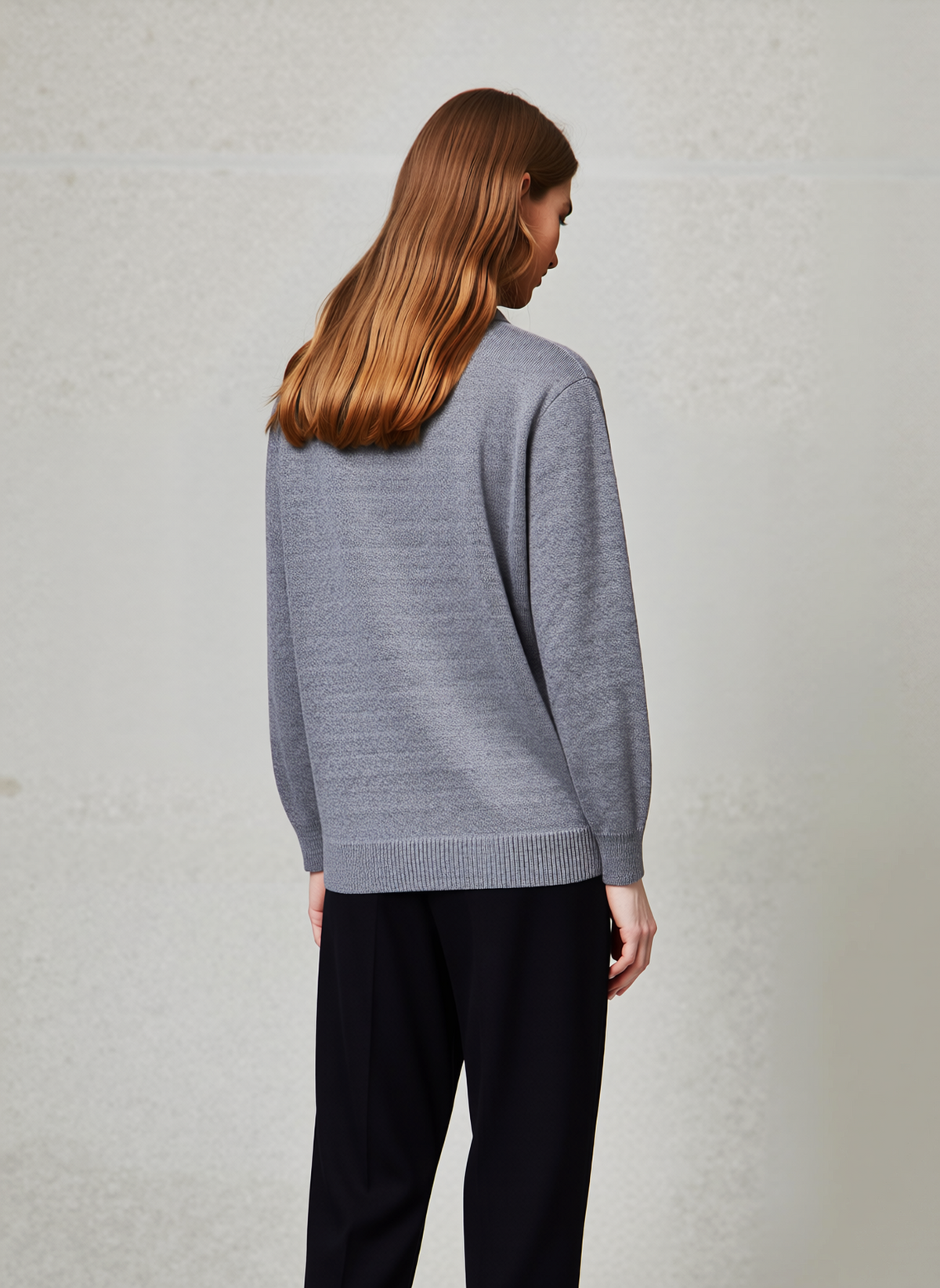 Grey Round Neck Diamond Design Jumper