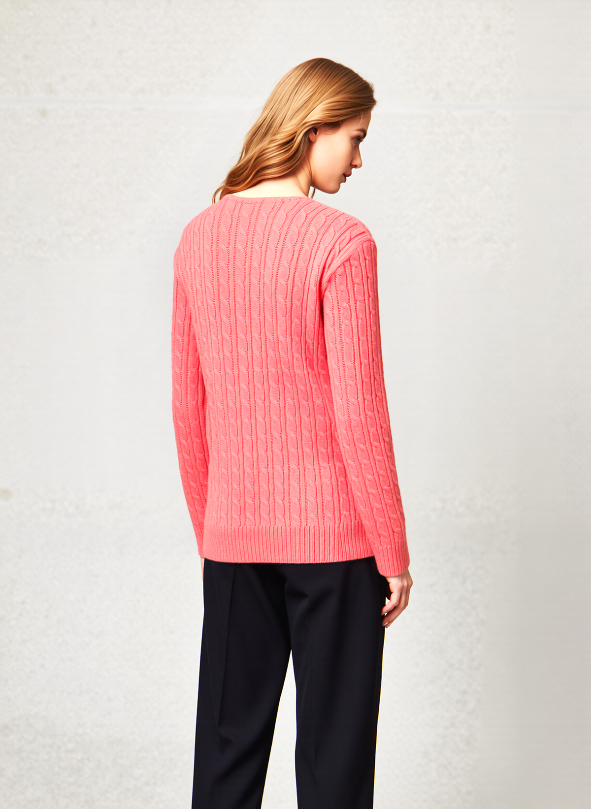 Coral V-Neck Cable Knit Jumper