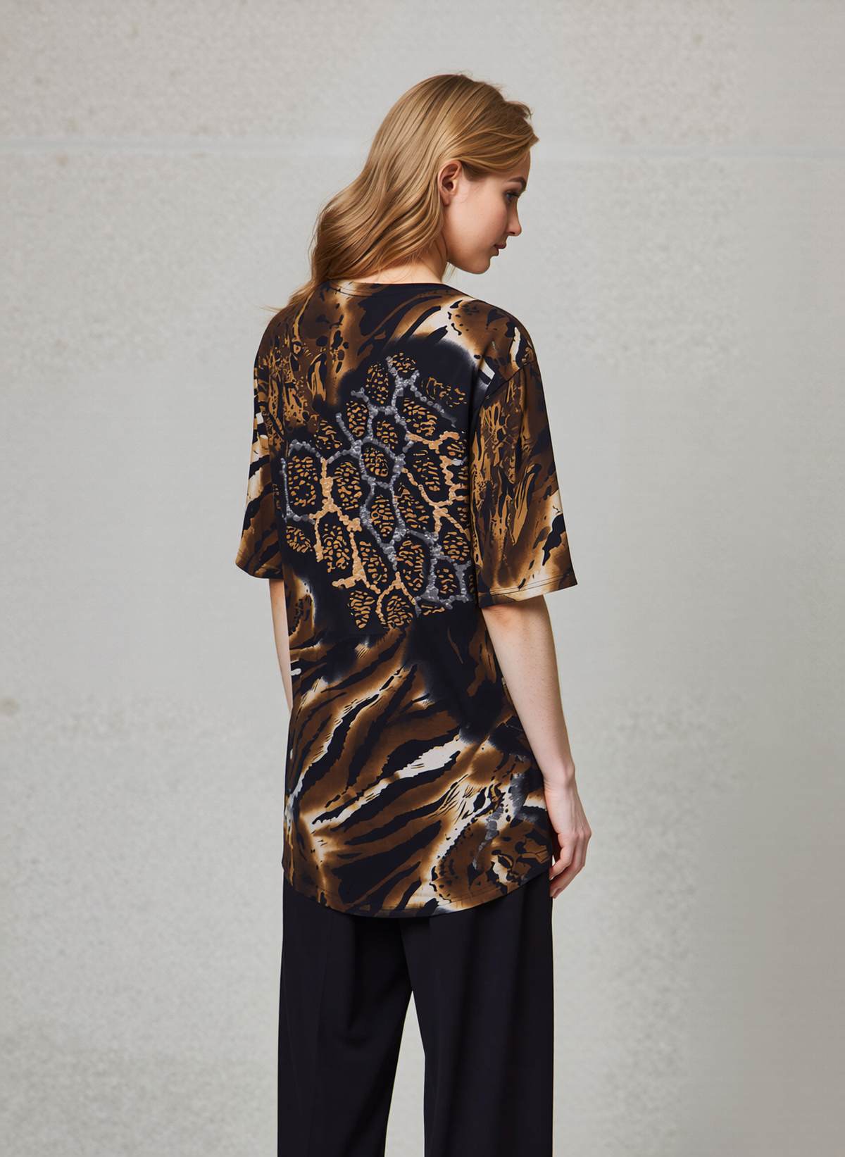 Brown Leopard Print Short Sleeves Top