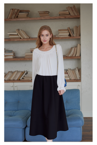 Black Elasticated Straight Skirt