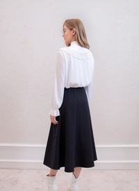 Black Lined Elasticated A-Line Skirt