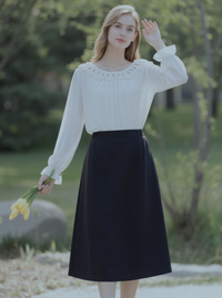 Grey Elasticated Straight Skirt