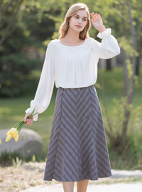 Pink Elasticated Lined A-Line Diamond Checked Skirt