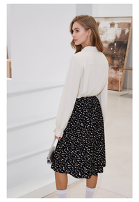 Black & White Floral Pattern Elasticated Skirt