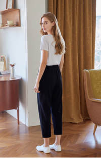 Black Cropped Cotton Trouser