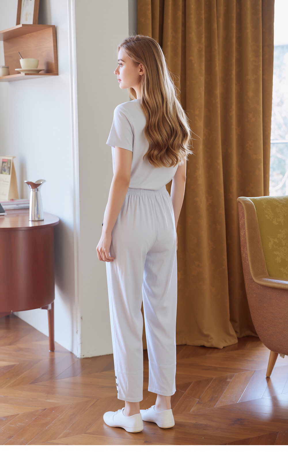 White Cropped Cotton Trouser