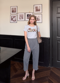 Grey Cropped Cotton Trouser