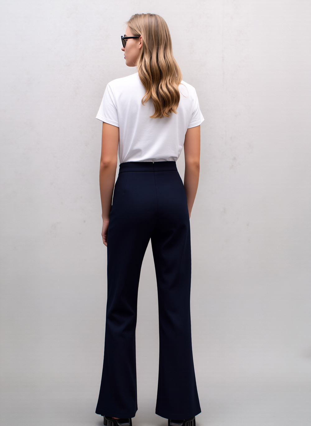 Navy Ribbed Elasticated Trouser